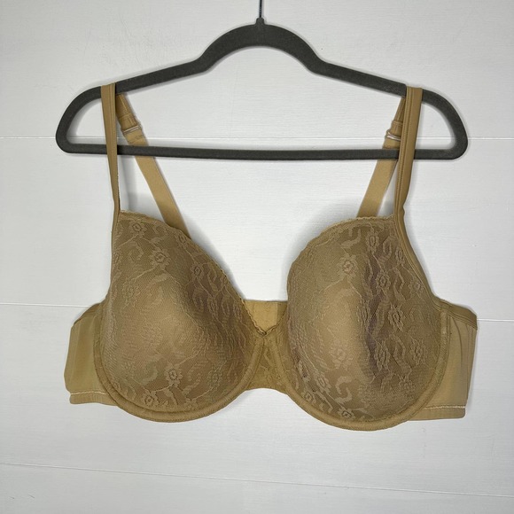 Cacique Other - Cacique Bra Lace Full coverage convertible straps support beige 44DD